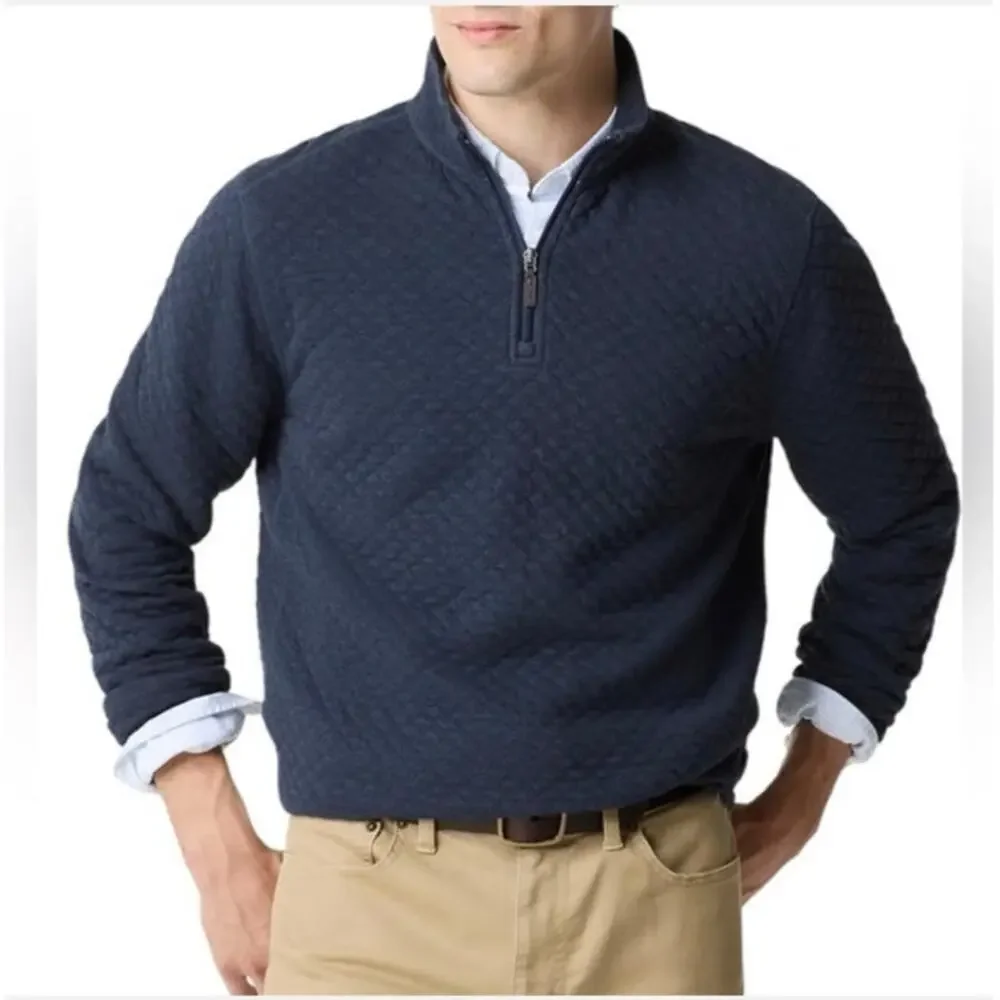 NWT J. Crew Quilted Quarter-Zip Heather Deep Navy L